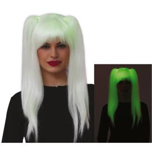 Fiestas Guirca - Glow in the dark pruik - lang haar - blond - dames - Halloween/spook/heks