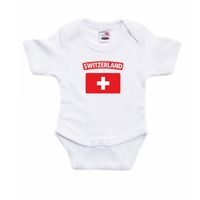 Switzerland romper met vlag Zwitserland wit voor babys - thumbnail