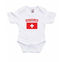 Switzerland romper met vlag Zwitserland wit voor babys