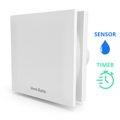 Moderne Badkamerventilator Vent-Axia Mute - Ø 100 mm - Met Timer & Vochtensor