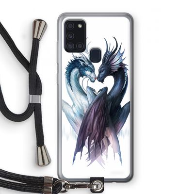 Yin Yang Dragons: Samsung Galaxy A21s Transparant Hoesje met koord