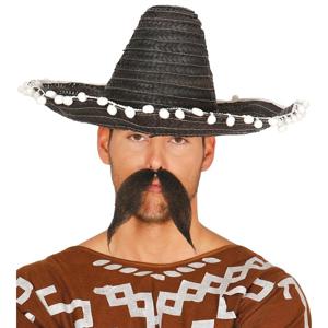 Sombrero/Mexicaanse hoed - zwart - dia 45 cm - Mexico thema verkleedkleding voor volwassenen