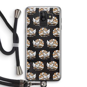 Slapende poes: Samsung Galaxy J8 (2018) Transparant Hoesje met koord