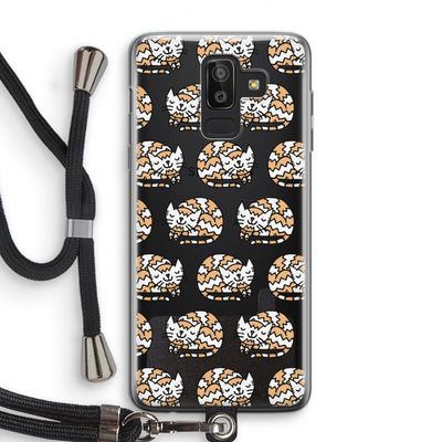 Slapende poes: Samsung Galaxy J8 (2018) Transparant Hoesje met koord