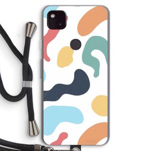 Memphis Shapes Blue: Pixel 4a 5G Transparant Hoesje met koord
