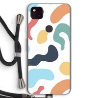 Memphis Shapes Blue: Pixel 4a 5G Transparant Hoesje met koord