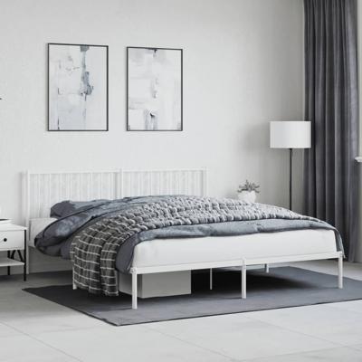 Bedframe met hoofdbord metaal wit 180x200 cm