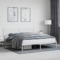 Bedframe met hoofdbord metaal wit 180x200 cm