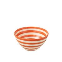 J-Line Bowl Granada Stripes High Ceramic White|Orange Medium