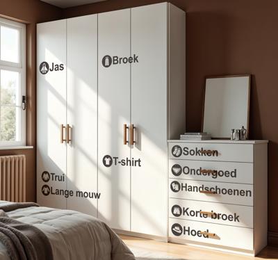 Kleding elementen in het nederlands kast stickers