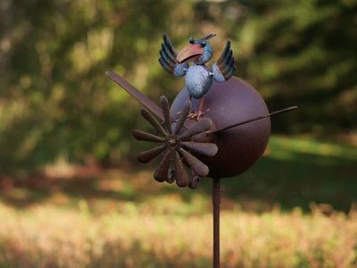 Tuinsteker vogel op vliegtuig 155 cm