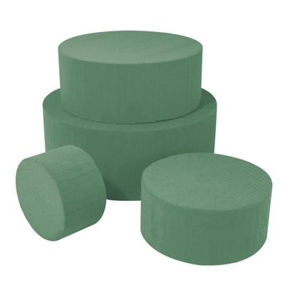 Rayher Steekschuim - rond - 15 x 7 cm - 2x stuks - oase blok - nat - groen - 15x7 cm