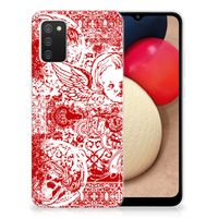 Silicone Back Case Samsung Galaxy A02s Angel Skull Rood - thumbnail