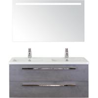 Seville Badmeubelset 120 cm - 2 Laden Beton Antrac - Wastafel Djazz Dubbel met Sence Spiegel