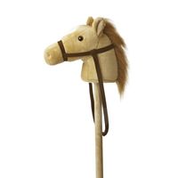 Pluche stokpaardje beige pony met geluid 94 cm - thumbnail