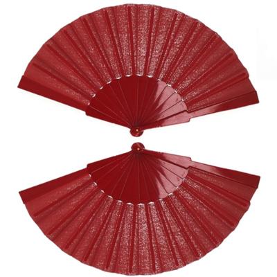 Handwaaier/spaanse waaier - 4x stuks - rood - polyester - Verkoeling in de zomer - 41 x 22 cm