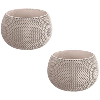 Kunststof bloempot/plantenpot Splofy - 3x - taupe - D19 x H20 cm - 4 liter - rond - buiten/tuin pott