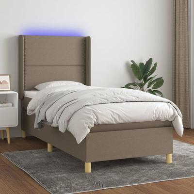 Boxspring met matras en LED stof donkerbruin 80x200 cm