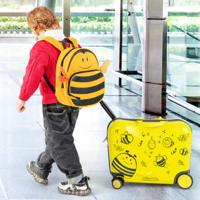 Kinderkoffer met Rugzak Kinderbagage met Wieltjes Reiskoffer Hardcase-koffer voor Kinderen Geel - thumbnail