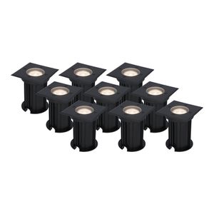 9x Ramsay dimbare LED grondspot - Vierkant - Zwart - 4000K neutraal wit - 5 Watt - IP67 straal waterdicht - 3 jaar garantie Grondspot buiten 230V