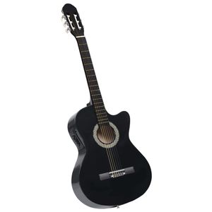 VidaXL Gitaar cutaway met equalizer 6 snaren western klassiek zwart