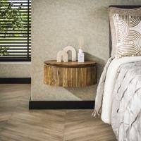 LifestyleFurn Hangend Rond Nachtkastje 'Sharmila' Mangohout, Met 1 lade