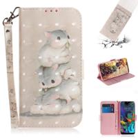 3D schilderij drie eekhoorns patroon gekleurde tekening horizontale Flip lederen case voor LG K50 met houder & kaartsleuven & portemonnee