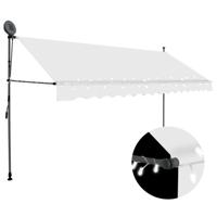 Luifel handmatig uitschuifbaar met LED 400 cm crèmekleurig