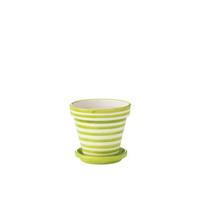 J-Line Flowerpot+Plate Granada Stripes Handmade+Painted Ceramic Gre - thumbnail