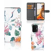 Xiaomi 11T | 11T Pro | Telefoonhoesje | Met pasjeshouder | Bird Flowers