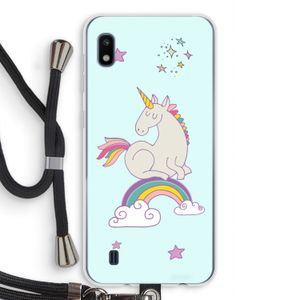 Regenboog eenhoorn: Samsung Galaxy A10 Transparant Hoesje met koord