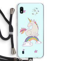 Regenboog eenhoorn: Samsung Galaxy A10 Transparant Hoesje met koord