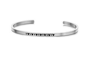 Moments 8KM-B00389 Stalen open bangle met tekst X?X?X?X?X?X?X? heart zirkonia one-size goudkleurig