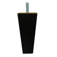 Meubelpoot zwart taps 5,5 bij 5,5 cm en hoogte 13 cm van massief hout (M10)