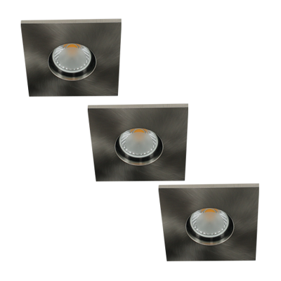 Set 3x Camilla LED spot compleet (incl. lichtbron) GU10 COB 5Watt vierkant NIKKEL IP65 dimbaar