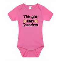 This girl loves grandma cadeau baby rompertje roze meisjes - thumbnail