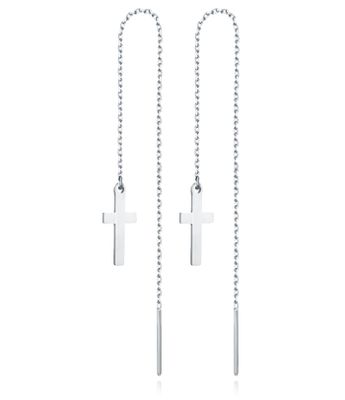 Zilverkleurige Ketting Oorbellen Dames met Kruis van Edelstaal