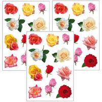 Gekleurde rozen bloemen thema stickers - 99x stuks - kinderstickers - stickervellen - decoratie arti