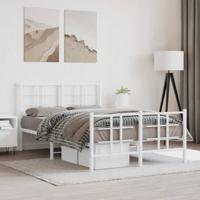 Bedframe met hoofd- en voeteneinde metaal wit 120x200 cm - thumbnail
