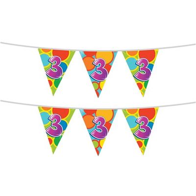 2x stuks leeftijd verjaardag thema vlaggetjes 3 jaar plastic 10 meter