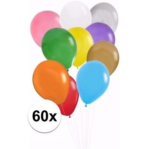 Voordelige gekleurde ballonnen 60 stuks