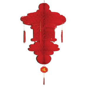 Chinese lampion hangdecoratie 90 x 60 cm - Rood - Thema versieringen landen