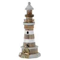 Vuurtoren beeldje - met LED verlichting - 29 cm - maritieme decoratie