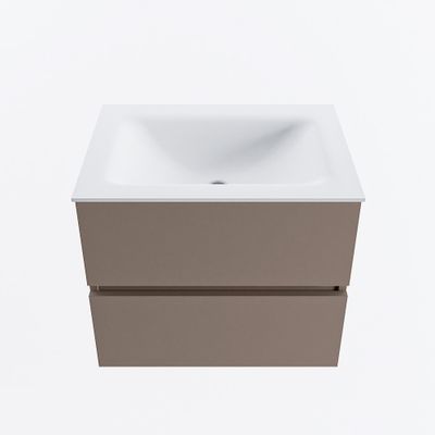 MONDIAZ VICA 60cm badmeubel onderkast Smoke 2 lades. Wastafel CLOUD midden 1 kraangat, kleur Talc.