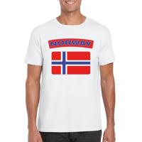 Noorwegen supporters t-shirt - met vlag print - wit - voor heren - landen - kleding