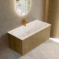 Badmeubel Mondiaz Kurve-Dlux | 100 cm cm | Meubelkleur Dusk | Wastafelkleur Frappe | Solid surface | Wasbak midden spoelbak | 1 kraangat