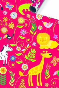 Rol Cadeaupapier Jungledieren rood