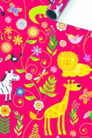 Rol Cadeaupapier Jungledieren rood