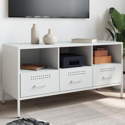 Tv-meubel 100,5x39x50,5 cm staal wit
