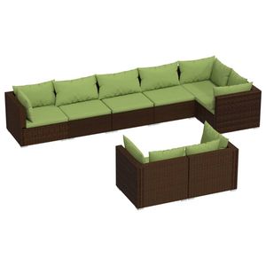 vidaXL 8-delige Loungeset met kussens poly rattan bruin